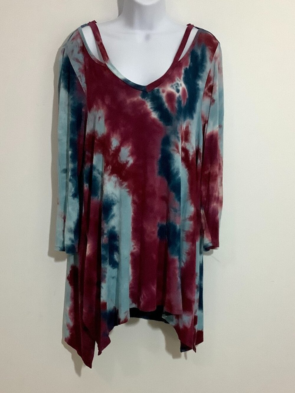 Tunic Top Multi Color 14/16 Avenue Rayon/Spandex Timeless 3/4 Sleeve Pull On
